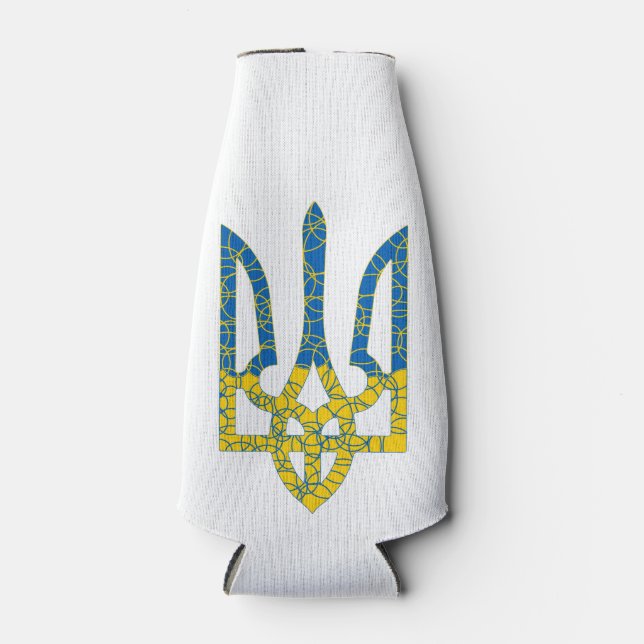 Rafraichisseur De Bouteilles Un trident ukrainien texturé drapeau d'Ukraine cou (Devant)