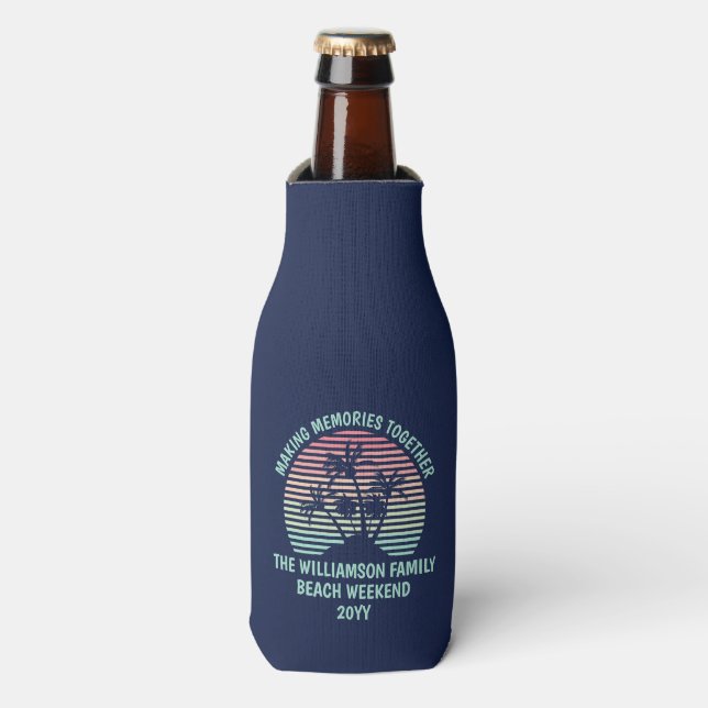 Rafraichisseur De Bouteilles Vacances familiales personnalisées Retro Tropical  (Bottle Devant)