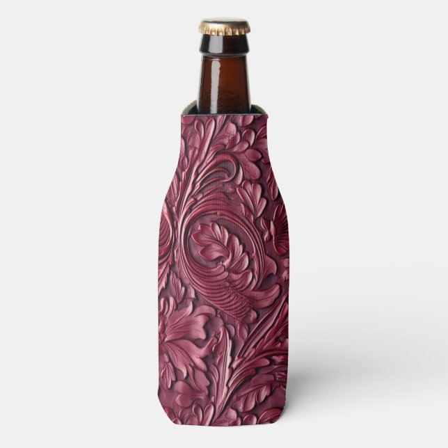 Rafraichisseur De Bouteilles Vintage burgundy carved leather (Bottle Devant)