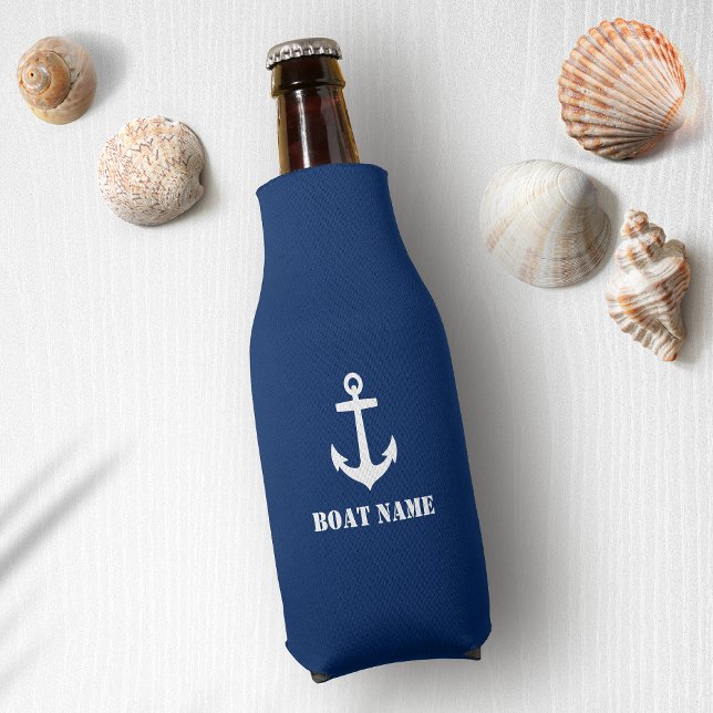 Rafraichisseur De Bouteilles Votre nom de bateau Ancre Marine Bleu (Créateur téléchargé)