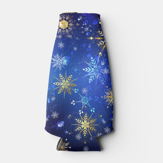 Rafraichisseur De Bouteilles XMAS Blue Background with Golden Snowflakes (Devant)