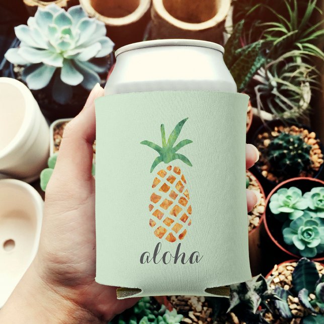 Rafraichisseur De Cannettes Aloha Aquarelle tropicale ananas (Créateur téléchargé)
