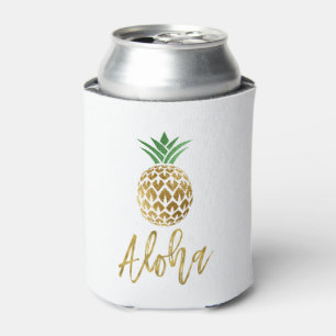 Rafraichisseur De Cannettes Aloha Tropical Hawaiian Mariage Ananas Blanc