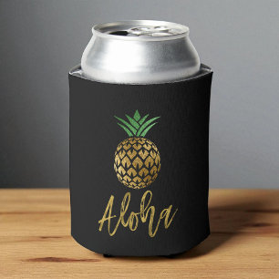 Rafraichisseur De Cannettes Aloha Tropical Hawaiian Mariage d'ananas noir