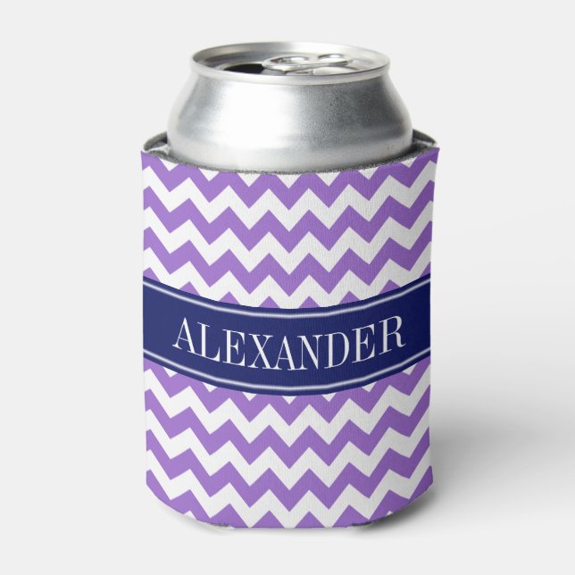 Rafraichisseur De Cannettes Améthyste violet blanc Chevron Nom de la marine Mo (Can devant)