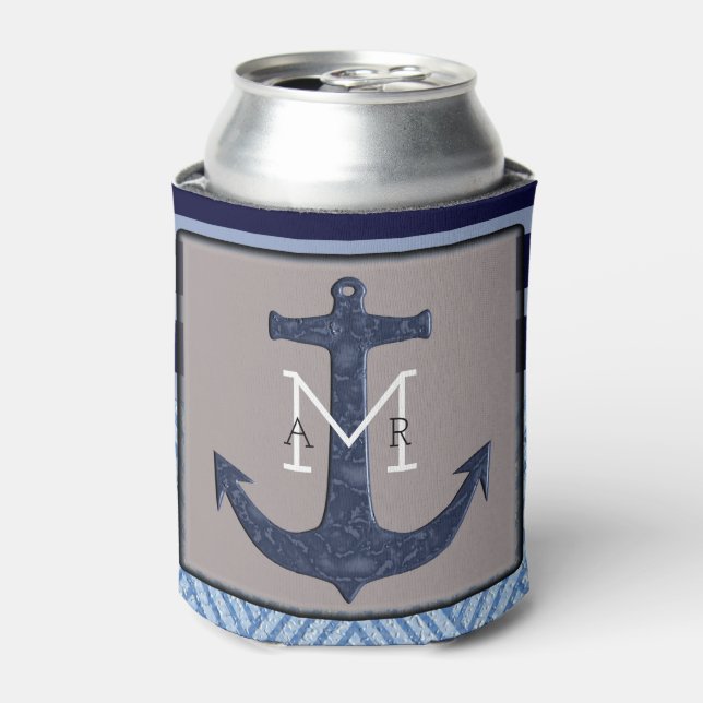 Rafraichisseur De Cannettes Ancre et rayures de bateau, conception nautique (Can devant)
