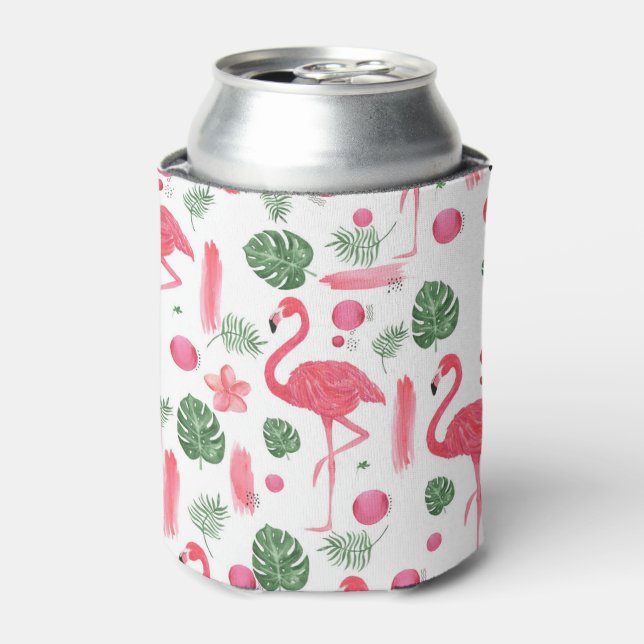 Rafraichisseur De Cannettes Aquarelle rose tropical élégant flamingo floral (Can devant)
