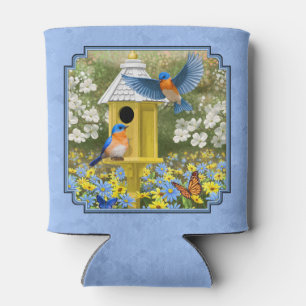 Rafraichisseur De Cannettes Bluebirds et Hexagon Birdhouse Blue