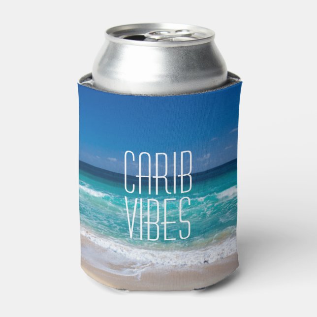 Rafraichisseur De Cannettes Carib Vibes Plage tropicale Eau Turquoise (Can devant)