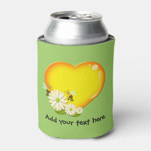 Rafraichisseur De Cannettes Cœur d'amour au miel, abeilles et fleurs personnal