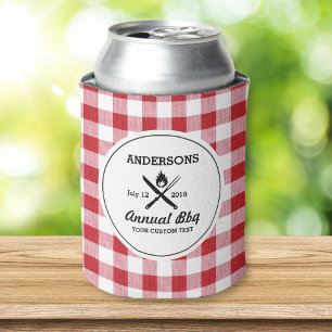 Rafraichisseur De Cannettes Cool Retro Summer BBQ Grill Ustensiles Red Check