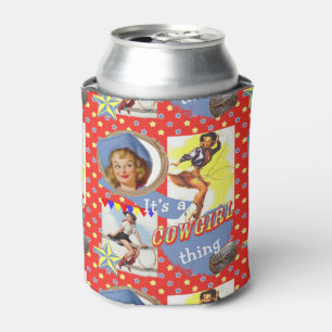 Rafraichisseur De Cannettes Cow-girls vintages avec la chose de cow-girl de