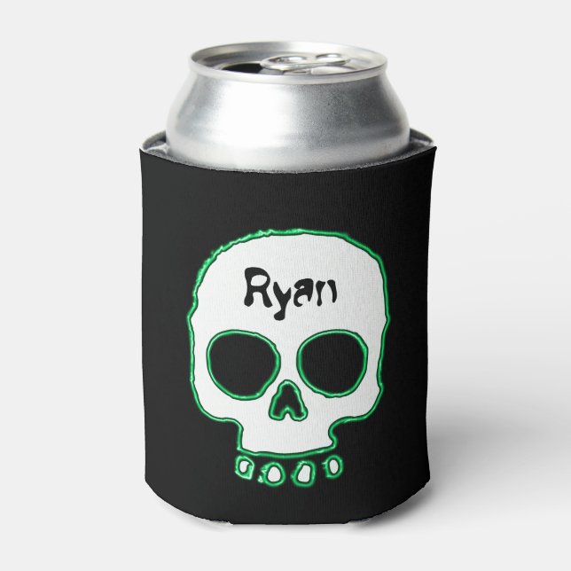 Rafraichisseur De Cannettes Crâne vert néon Ajouter un nom Can Cooler (Can devant)