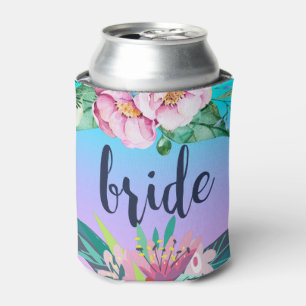 Rafraichisseur De Cannettes Design floral coloré et texte de mariée