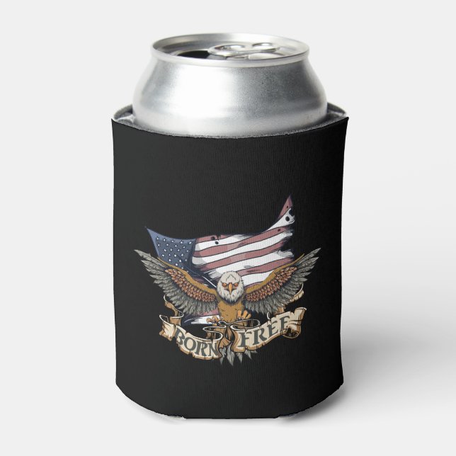 Rafraichisseur De Cannettes Drapeau américain Patriotic Bald Eagle Né Gratuit (Can devant)