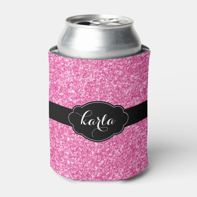 Rafraichisseur De Cannettes Fille Parties scintillant rose texture Accents noi (Can devant)