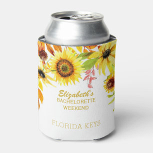 Rafraichisseur De Cannettes Floral Bachelorette Party Fleurs de soleil rustiqu