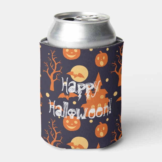 Rafraichisseur De Cannettes Halloween Éffrayant House Bats Arbres Citrouille F (Can devant)