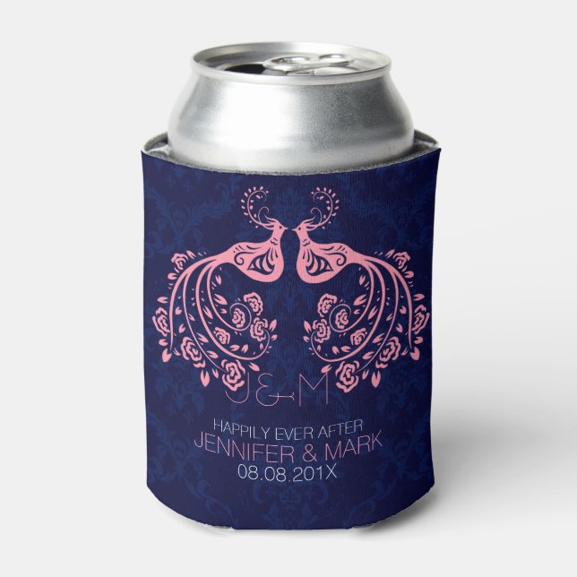 Rafraichisseur De Cannettes Inséparables floraux roses bleu foncé Fond personn (Can devant)