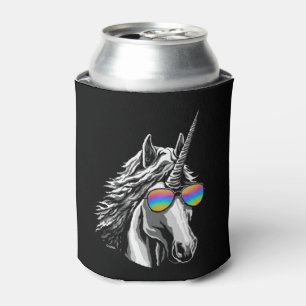 Rafraichisseur De Cannettes licorne cool avec verre de soleil arc-en-ciel