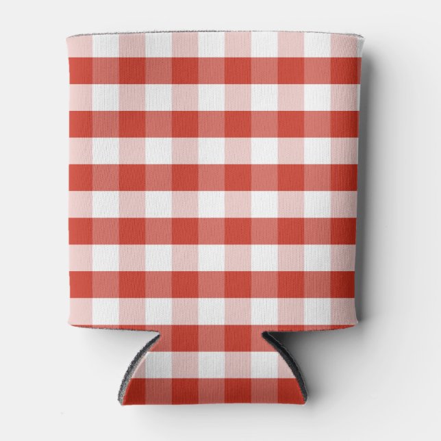 Rafraichisseur De Cannettes Lush Dahlia Rouge et Blanc En vichy Vérifier Plaid (Devant)
