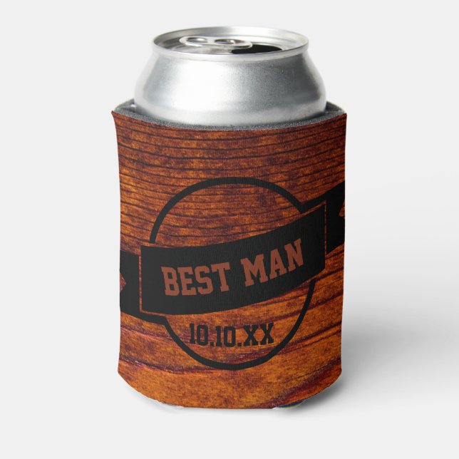 Rafraichisseur De Cannettes Meilleur Homme Rustique Mariage en bois Grain phot (Can Dos)