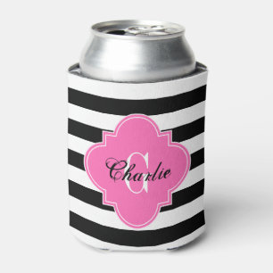 Rafraichisseur De Cannettes Monogramme initial nom HP rayure horiz noir blanc