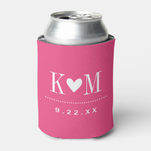 Rafraichisseur De Cannettes Monogramme Mariage moderne rose chaud