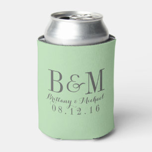 Rafraichisseur De Cannettes Monogramme moderne Mariage Mint vert