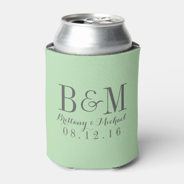 Rafraichisseur De Cannettes Monogramme moderne Mariage Mint vert (Can devant)