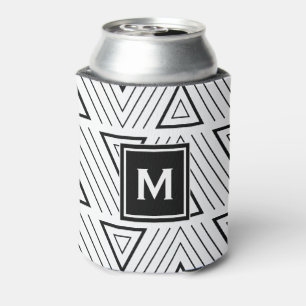 Rafraichisseur De Cannettes Monogramme Motif des Traiangles géométriques noirs