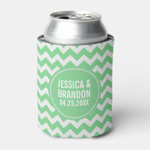 Rafraichisseur De Cannettes Monogramme vert et blanc Motif Chevron