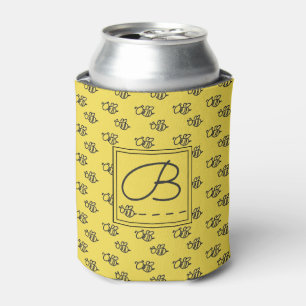 Rafraichisseur De Cannettes Motif jaune de monogramme d'abeilles d'été