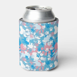 Rafraichisseur De Cannettes Motif rose et bleu de chien de camouflage