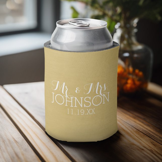 Rafraichisseur De Cannettes Or Massif Doré - Cadeaux de Mariage pour M. et Mme (Personalized Can Cooler - Add Your name for a great wedding anniversary party favor)