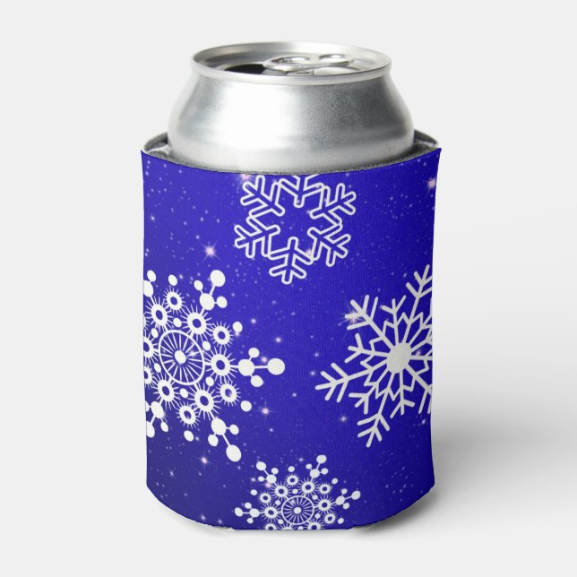 Rafraichisseur De Cannettes Ornement de flocon de neige bleu et blanc (Can devant)