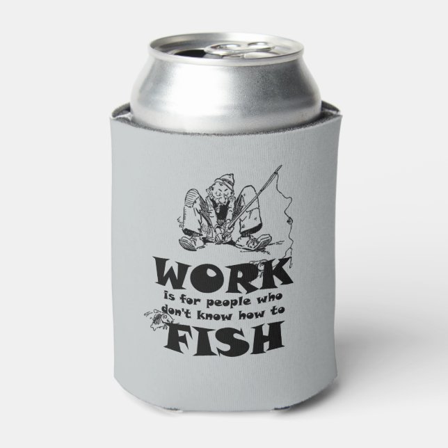 Rafraichisseur De Cannettes Pêche Travail Funky Gris Custom Can Cooler (Can devant)