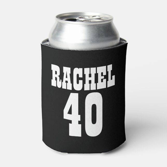 Rafraichisseur De Cannettes Personnalisé 40e anniversaire Noir Blanc Can Coole (Can devant)