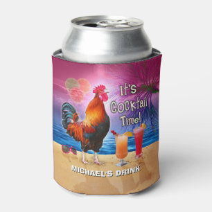 Rafraichisseur De Cannettes Poulet drôle de coq buvant le nom tropical de