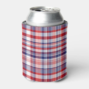 Rafraichisseur De Cannettes Rouge, Blanc, Bleu Preppy Madras Plaid