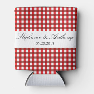 Rafraichisseur De Cannettes Rouge et blanc En vichy Motif Barbeque Mariage