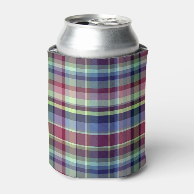 Rafraichisseur De Cannettes Sky Blue Navy Bourgogne Pistach Preppy Madras Plai (Can devant)