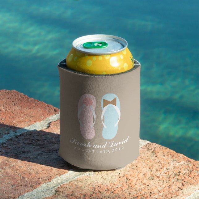 Rafraichisseur De Cannettes Son et ses tongs Flip Flops Beach Wedding (Piscine in situ)
