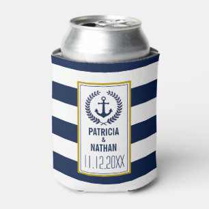 Rafraichisseur De Cannettes Style nautique Marine Stripes Amusant Mariage Favo