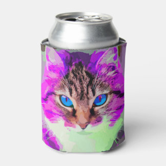 Rafraichisseur De Cannettes Visage de chat violet teint bleu