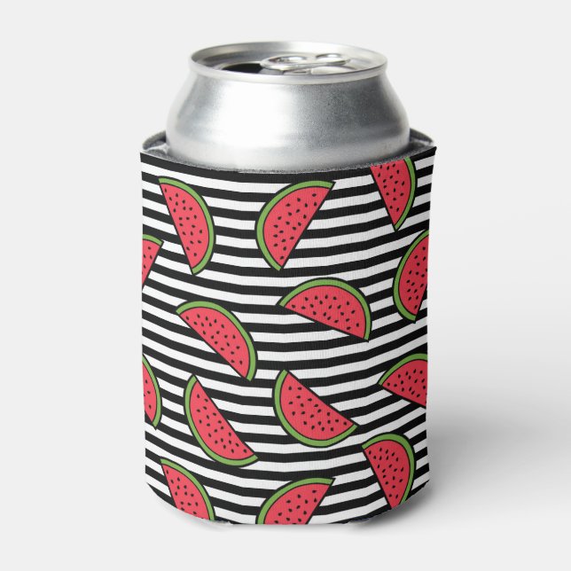 Rafraichisseur De Cannettes Watermelon sur Motif Black & White Stripes (Can devant)