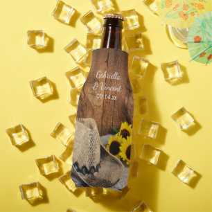 Rafraîchisseur Pour Bouteille Casquette de cowboy, tournesols, Mariage de l'Oues