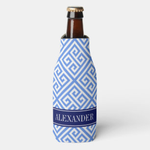 Rafraîchisseur Pour Bouteille Clé grecque diagonale blanche et bleu barbeau N Mo