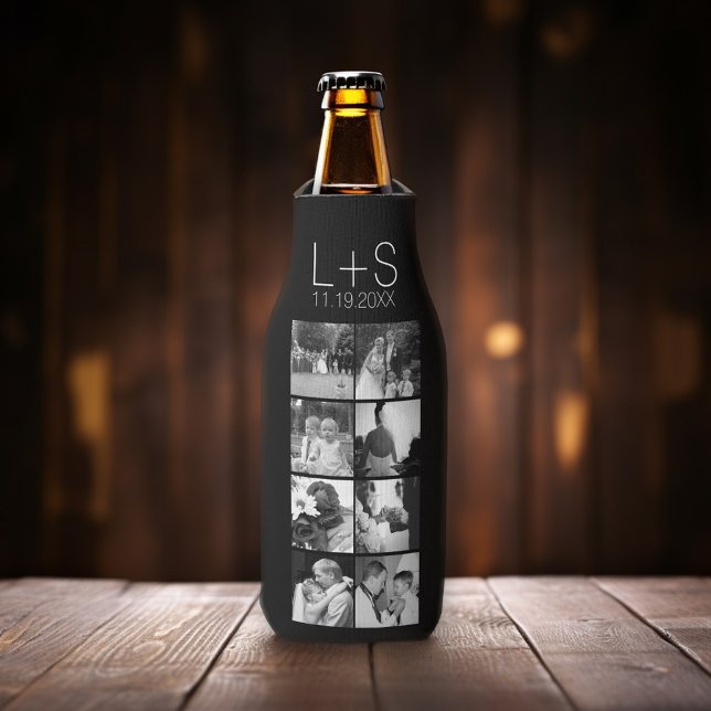 Rafraîchisseur Pour Bouteille Créez votre propre collection photo Mariage Monogr (Wedding Photo Collage - personalized bottle cooler)