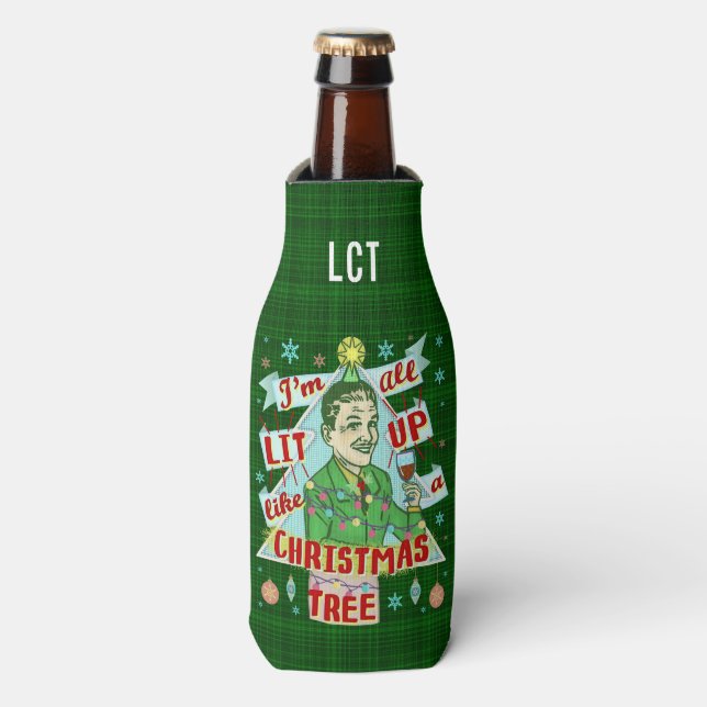 Rafraîchisseur Pour Bouteille Drôle Noël Rétro Boire Humour Homme Éclairé (Bottle Devant)